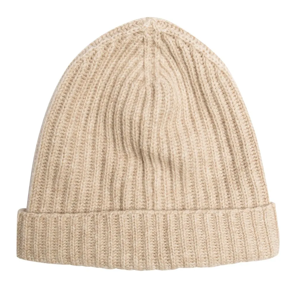 100% Cashmere Ribbed Unisex Beanie Hat by Isla Cashmere
