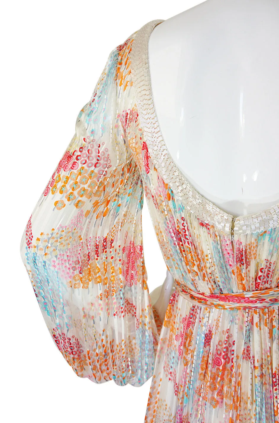 1970s Beaded Silk Alfred Bosand Dress
