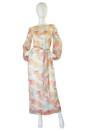 1970s Beaded Silk Alfred Bosand Dress