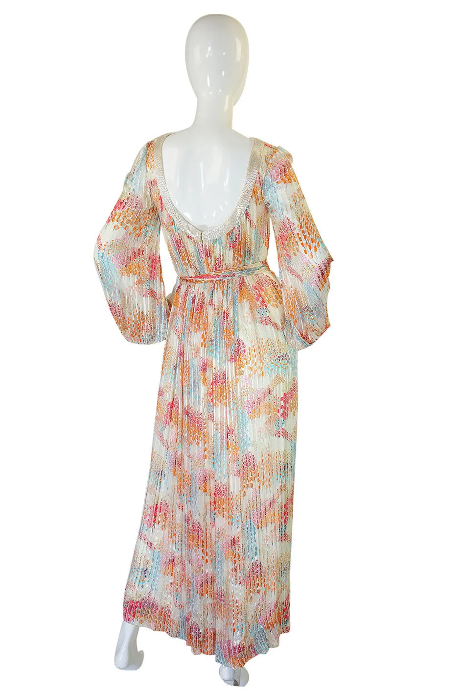 1970s Beaded Silk Alfred Bosand Dress
