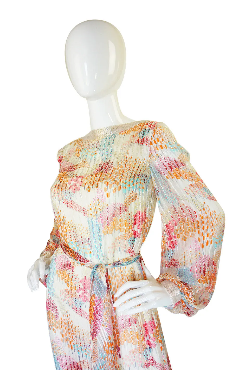 1970s Beaded Silk Alfred Bosand Dress
