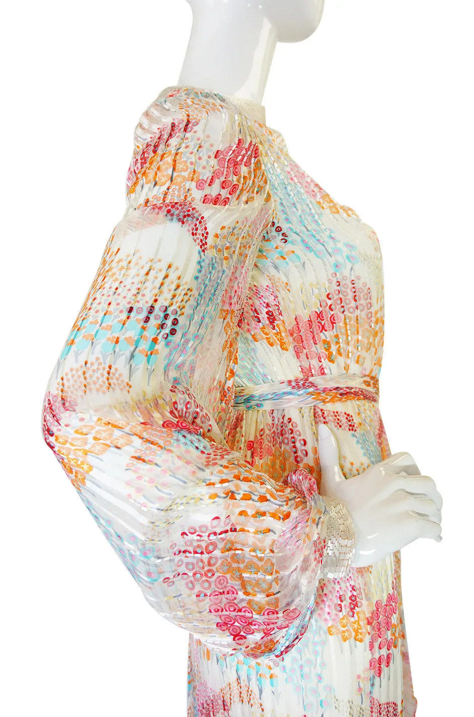 1970s Beaded Silk Alfred Bosand Dress
