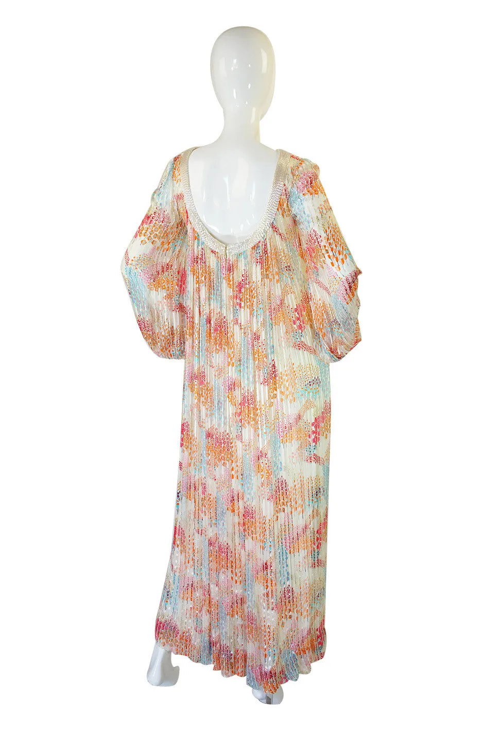 1970s Beaded Silk Alfred Bosand Dress