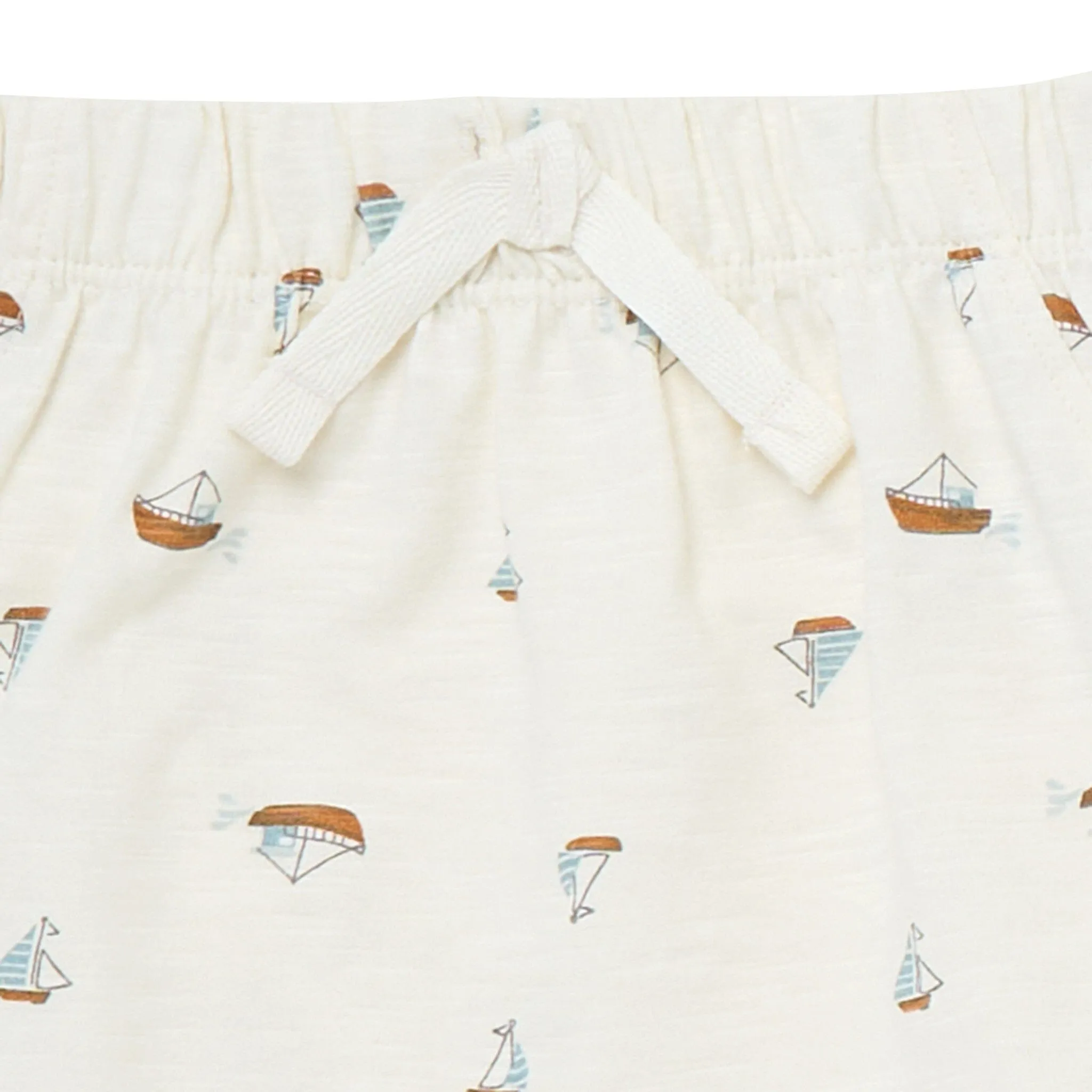 4-Piece Baby Boys Ivory Sailboats Sleeveless Shirts and Shorts Set