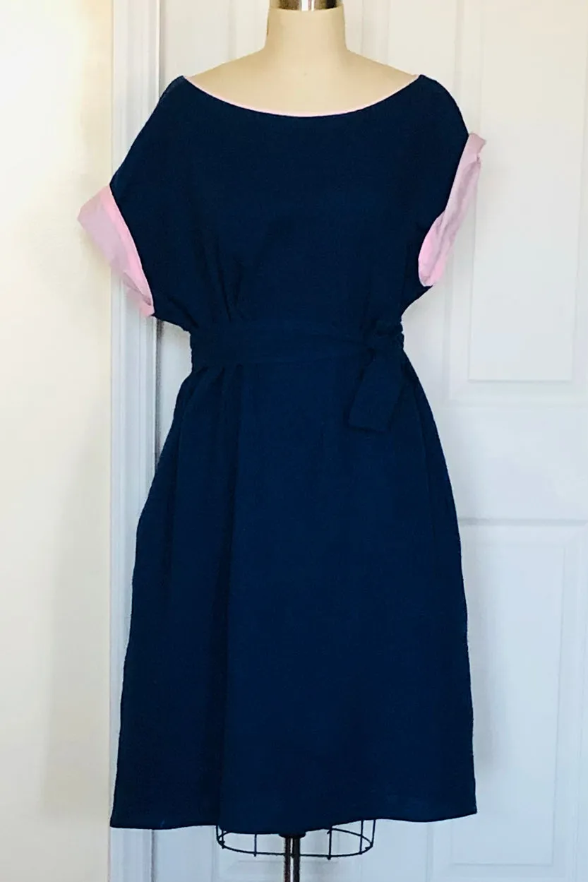 Asymmetric Off the Shoulder Dress (Citrus/White) Style #110MJ