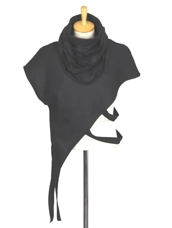 Asymmetric over-the-shoulder partial tee with loose collar