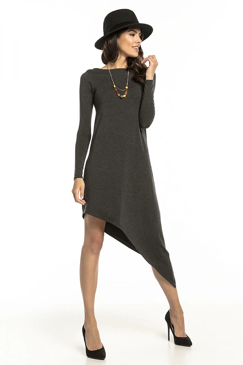 Asymmetrical Knit Evening Dress