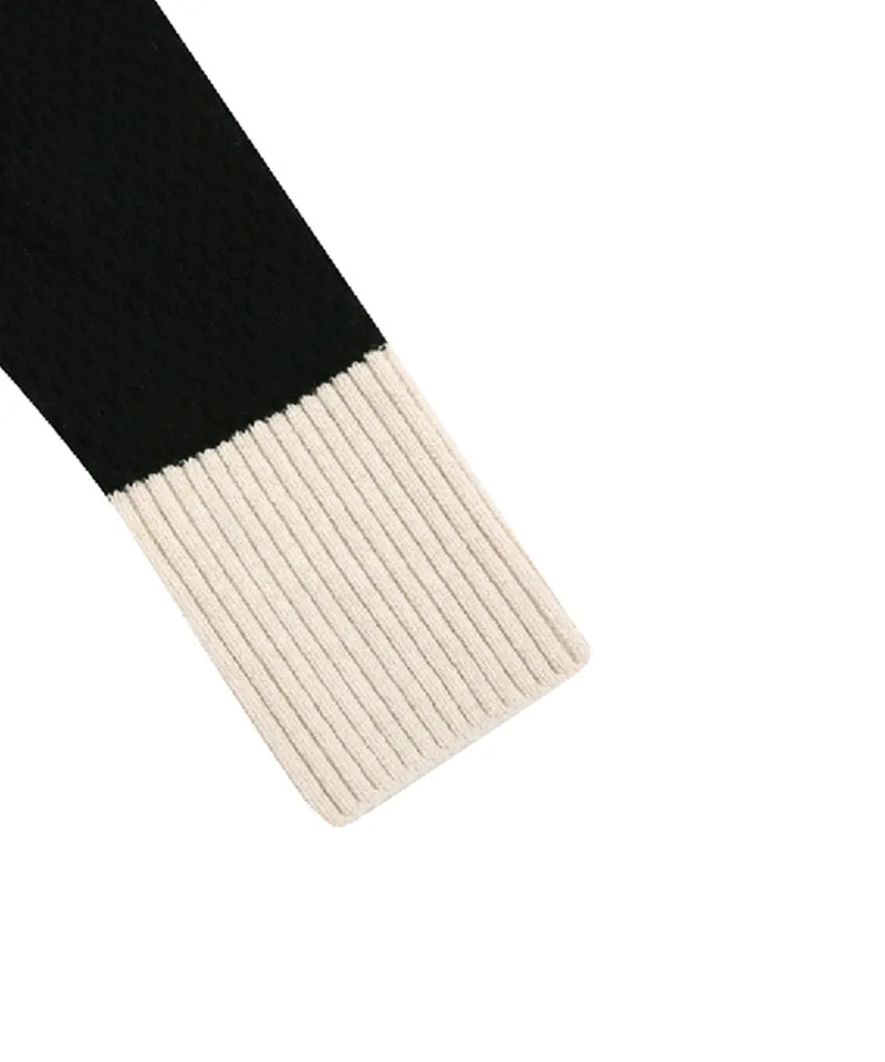 AVEN Color Block Collar Pullover - Black