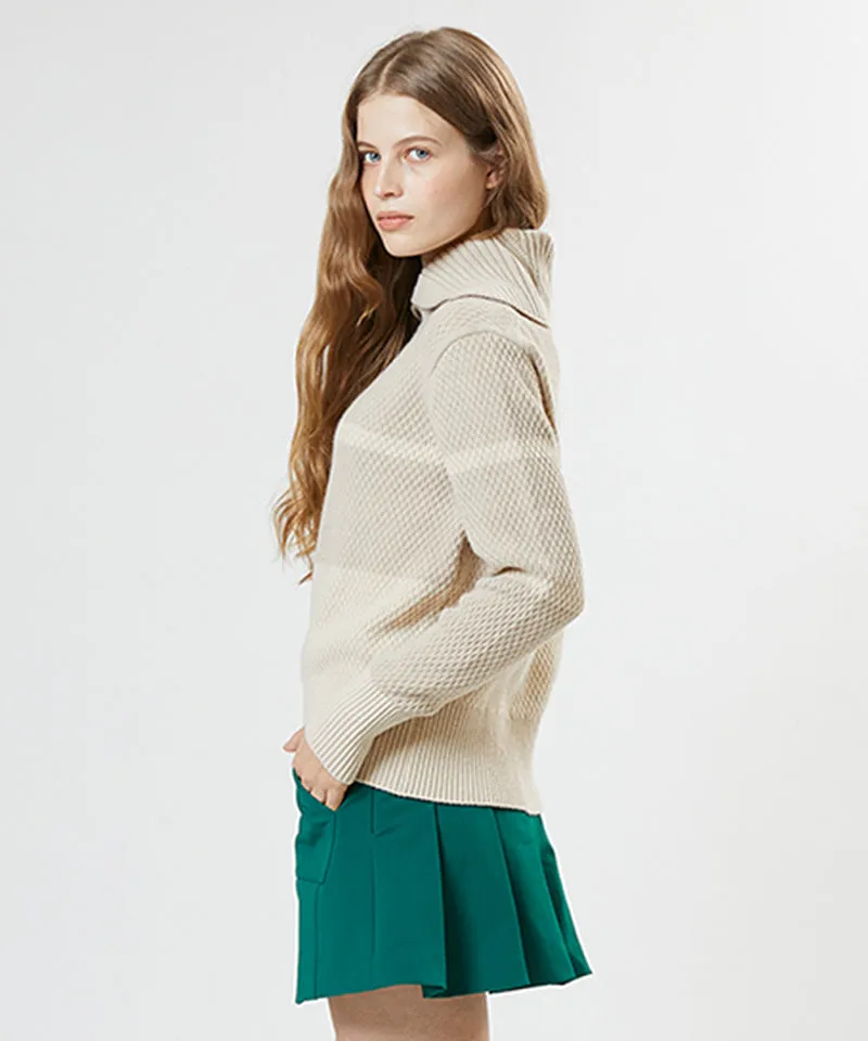 AVEN Color Block Collar Pullover - Oatmeal