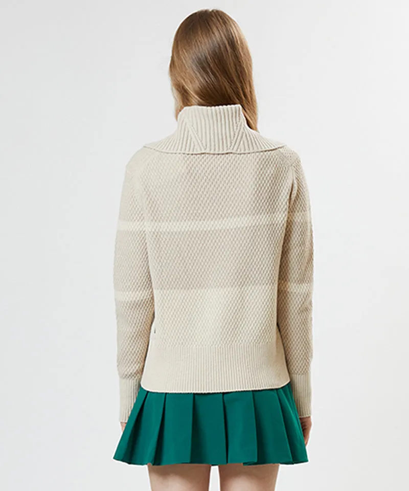 AVEN Color Block Collar Pullover - Oatmeal