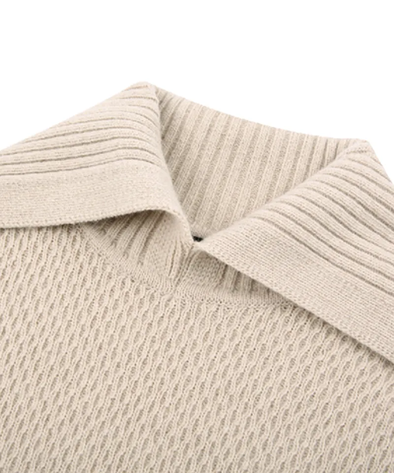 AVEN Color Block Collar Pullover - Oatmeal
