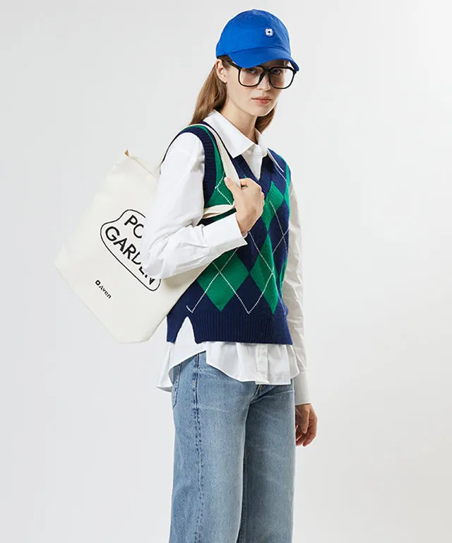 AVEN Wool Cashmere Argyle Vest - Navy