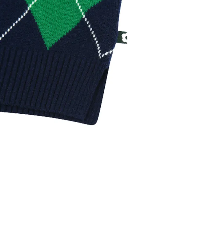 AVEN Wool Cashmere Argyle Vest - Navy