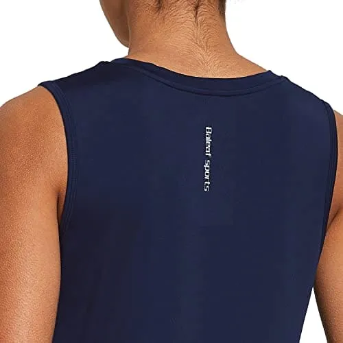 BALEAF Women's Sleeveless Athletic Shirts Workout Running Tank Tops Active Gym Tops Navy Size
