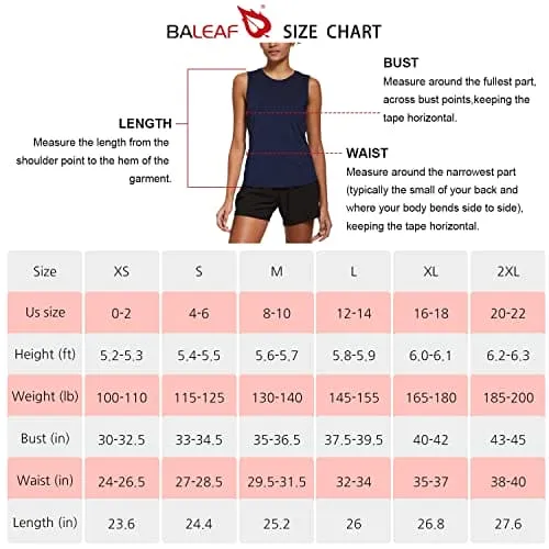 BALEAF Women's Sleeveless Athletic Shirts Workout Running Tank Tops Active Gym Tops Navy Size