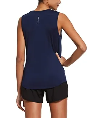 BALEAF Women's Sleeveless Athletic Shirts Workout Running Tank Tops Active Gym Tops Navy Size