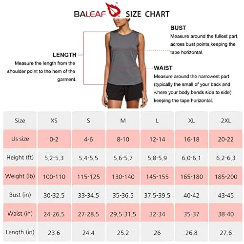BALEAF Women's Workout Tank Tops Sleeveless Running Atnletic Shirts Activewear Gym Tops Gray Size