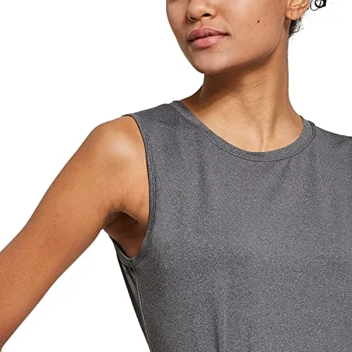 BALEAF Women's Workout Tank Tops Sleeveless Running Atnletic Shirts Activewear Gym Tops Gray Size