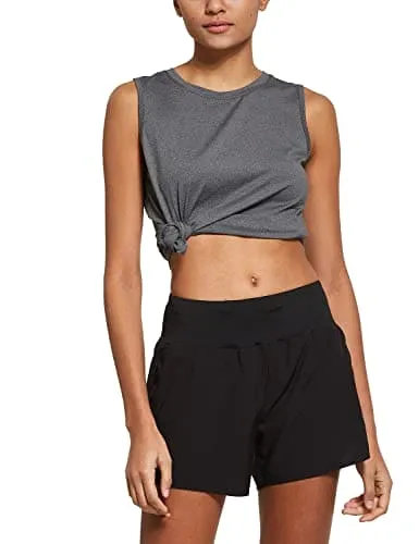 BALEAF Women's Workout Tank Tops Sleeveless Running Atnletic Shirts Activewear Gym Tops Gray Size