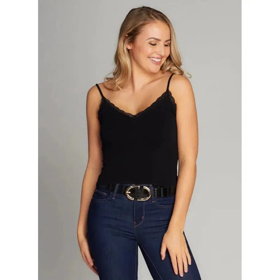 BAMBOO TANK WITH LACE TRIM