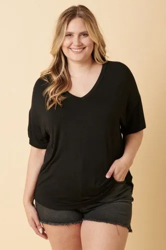 Bamboo V Neck Oversize Knit Top