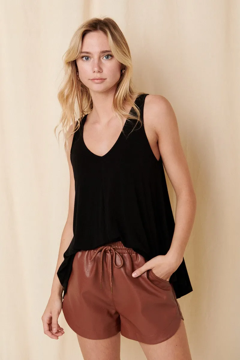 Bamboo V Neck Tank - Black