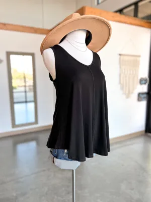 Bamboo V Neck Tank - Black