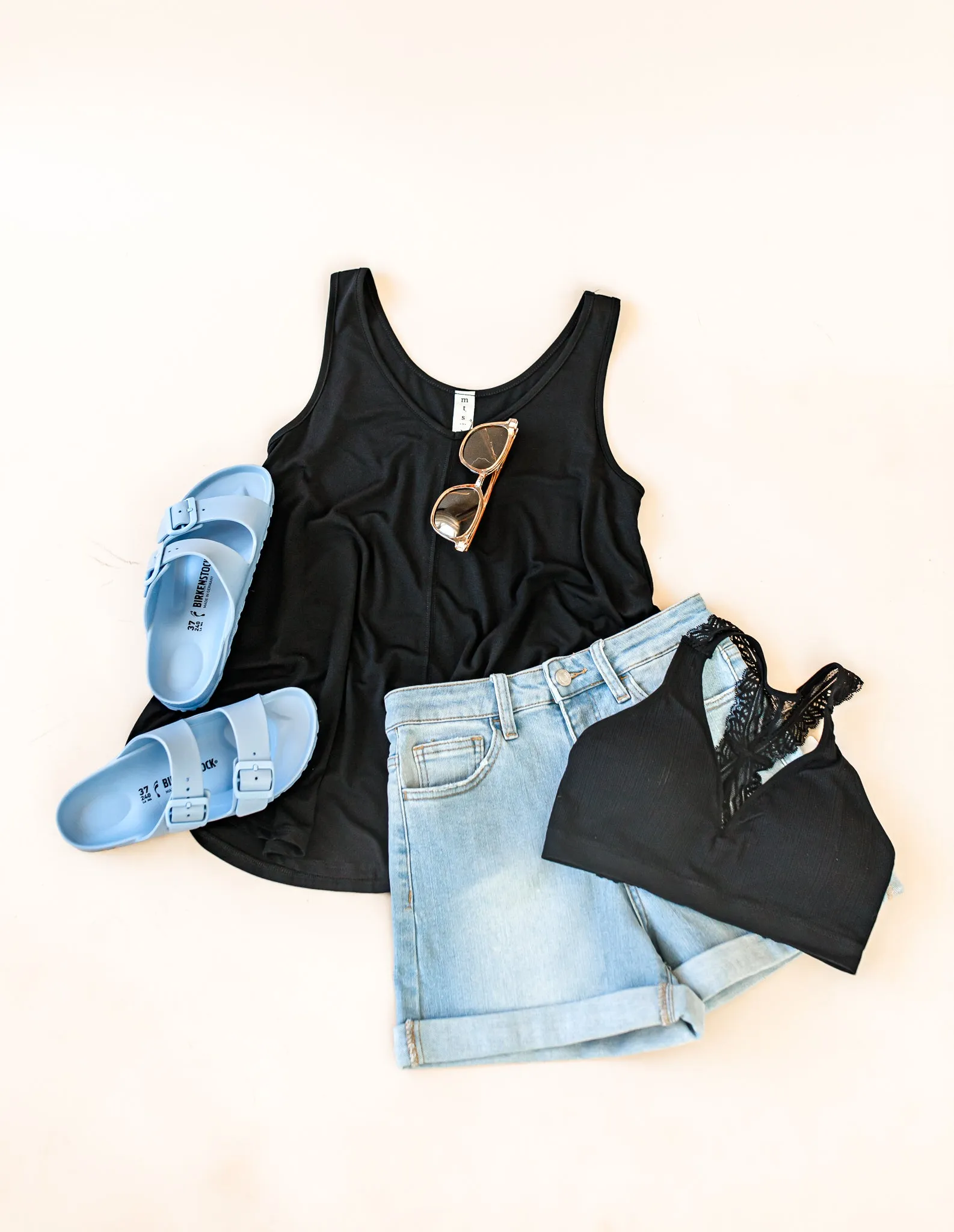 Bamboo V Neck Tank - Black