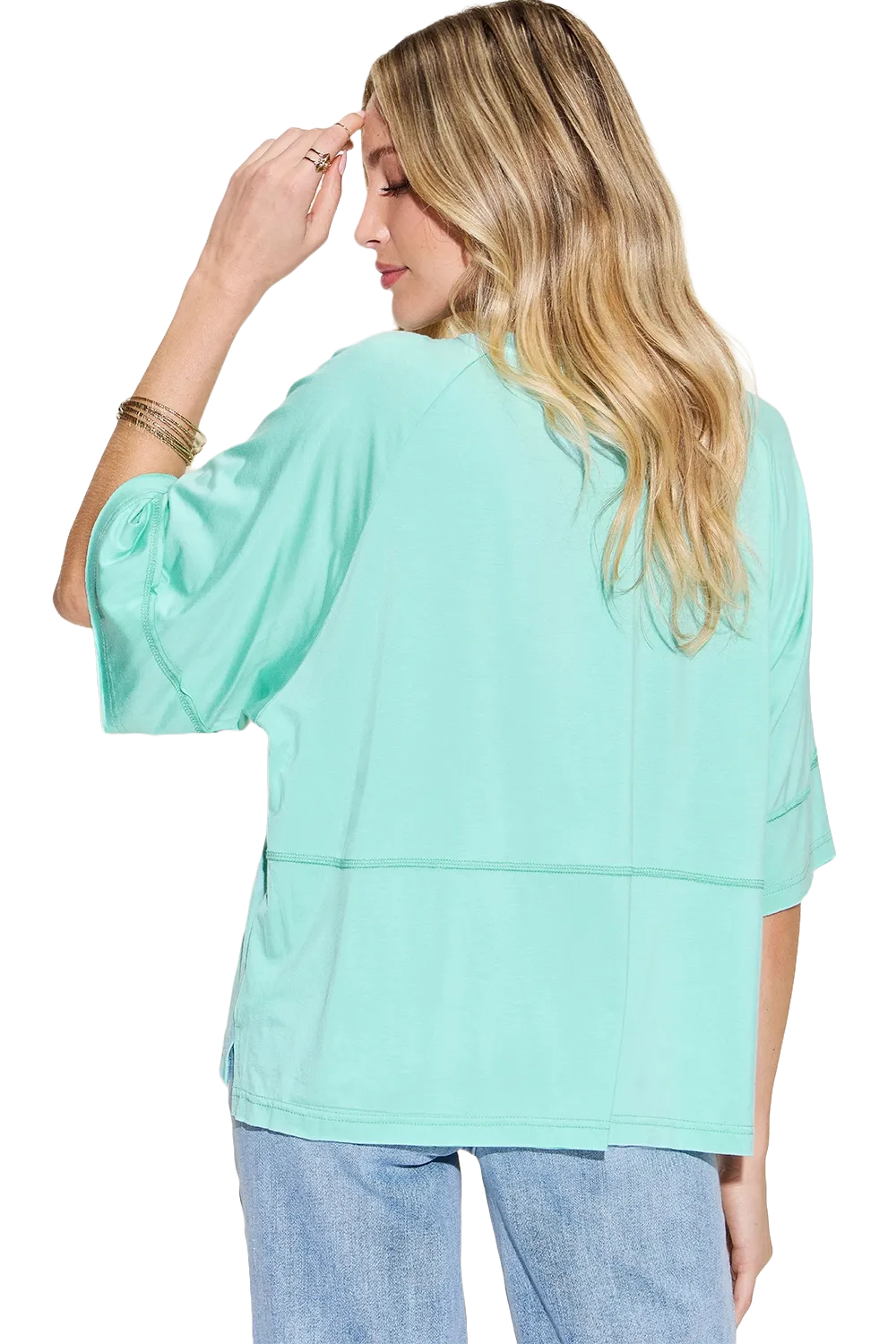 Basic Bae Bamboo Round Neck T Shirt Soft Stylish Exposed Seam Eco Friendly