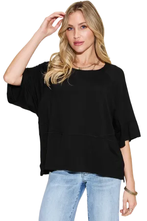 Basic Bae Bamboo Round Neck T Shirt Soft Stylish Exposed Seam Eco Friendly