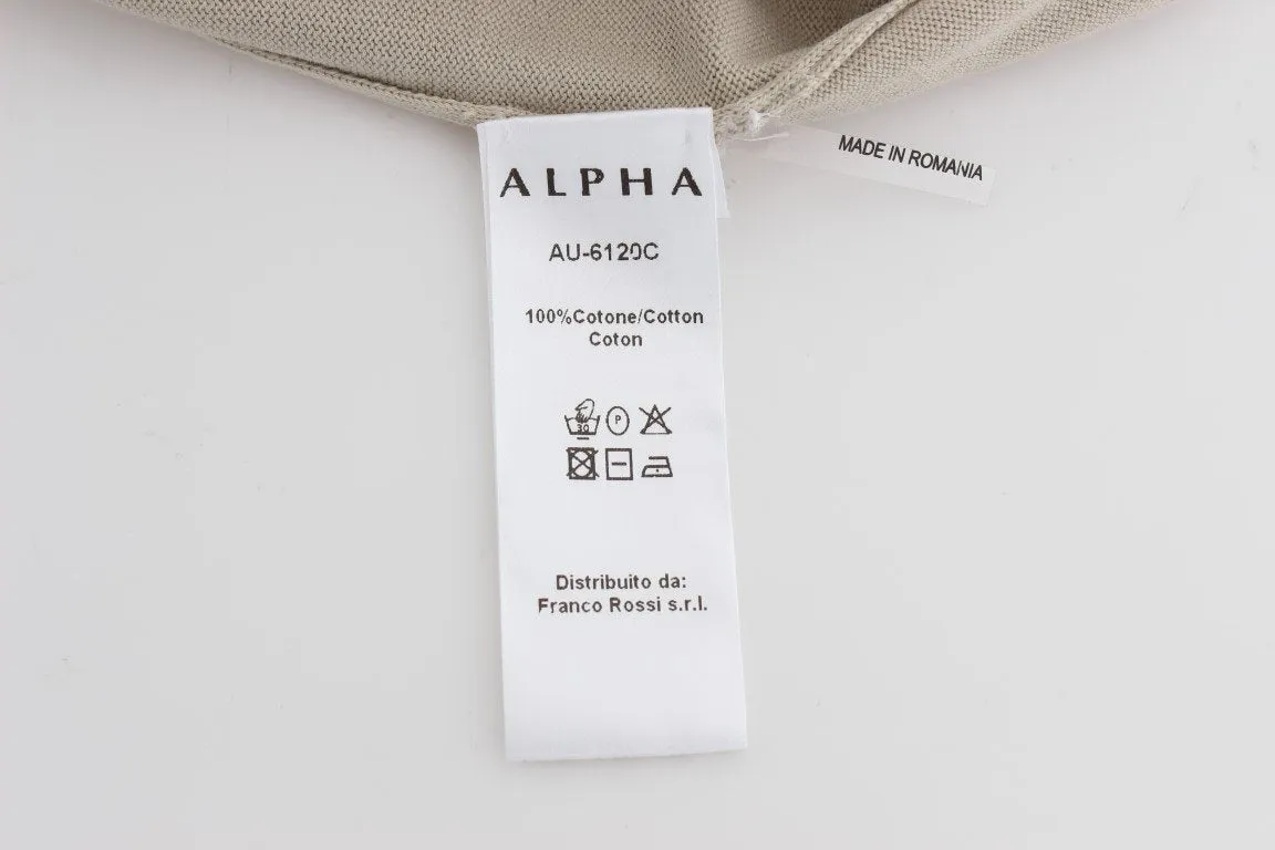Beige Cotton Crew-neck Pullover Sweater