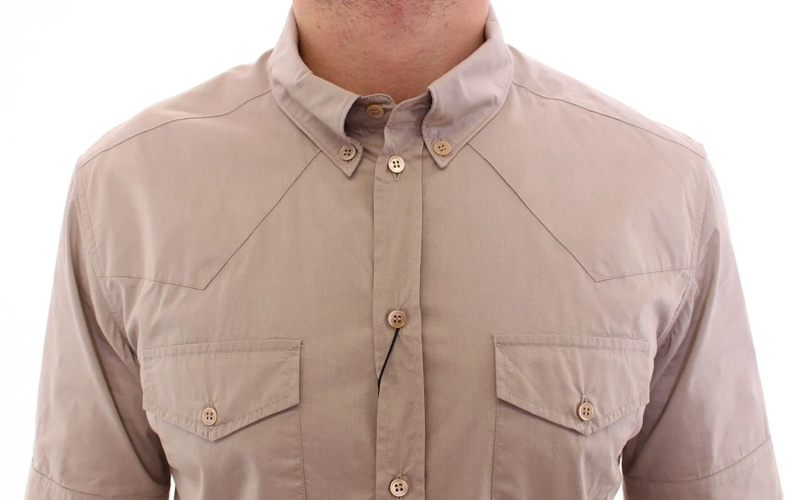 Beige Stretch Short Sleeve SICILIA Shirt