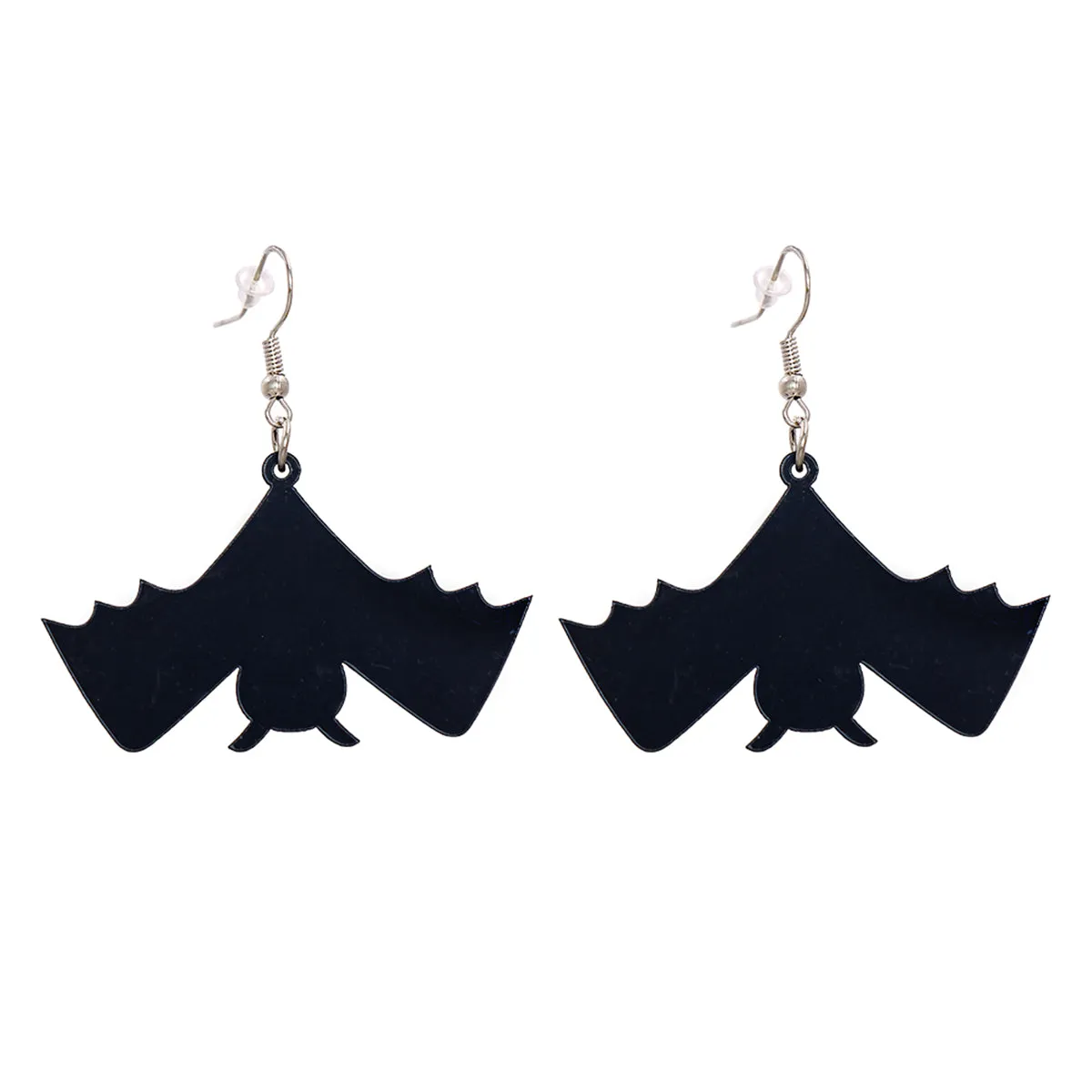 Black Acrylic & Silver-Plated Bat Drop Earrings