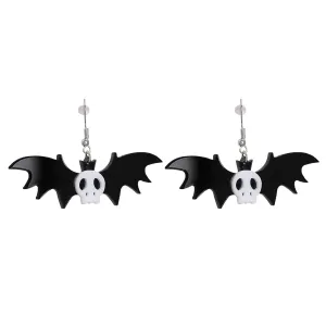 Black Acrylic & Silver-Plated Bat Drop Earrings