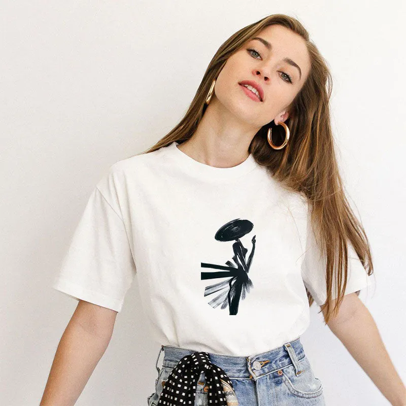 Black and White Art Cotton Tee