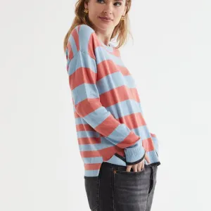 Block Stripe Crew Jumper - Powder