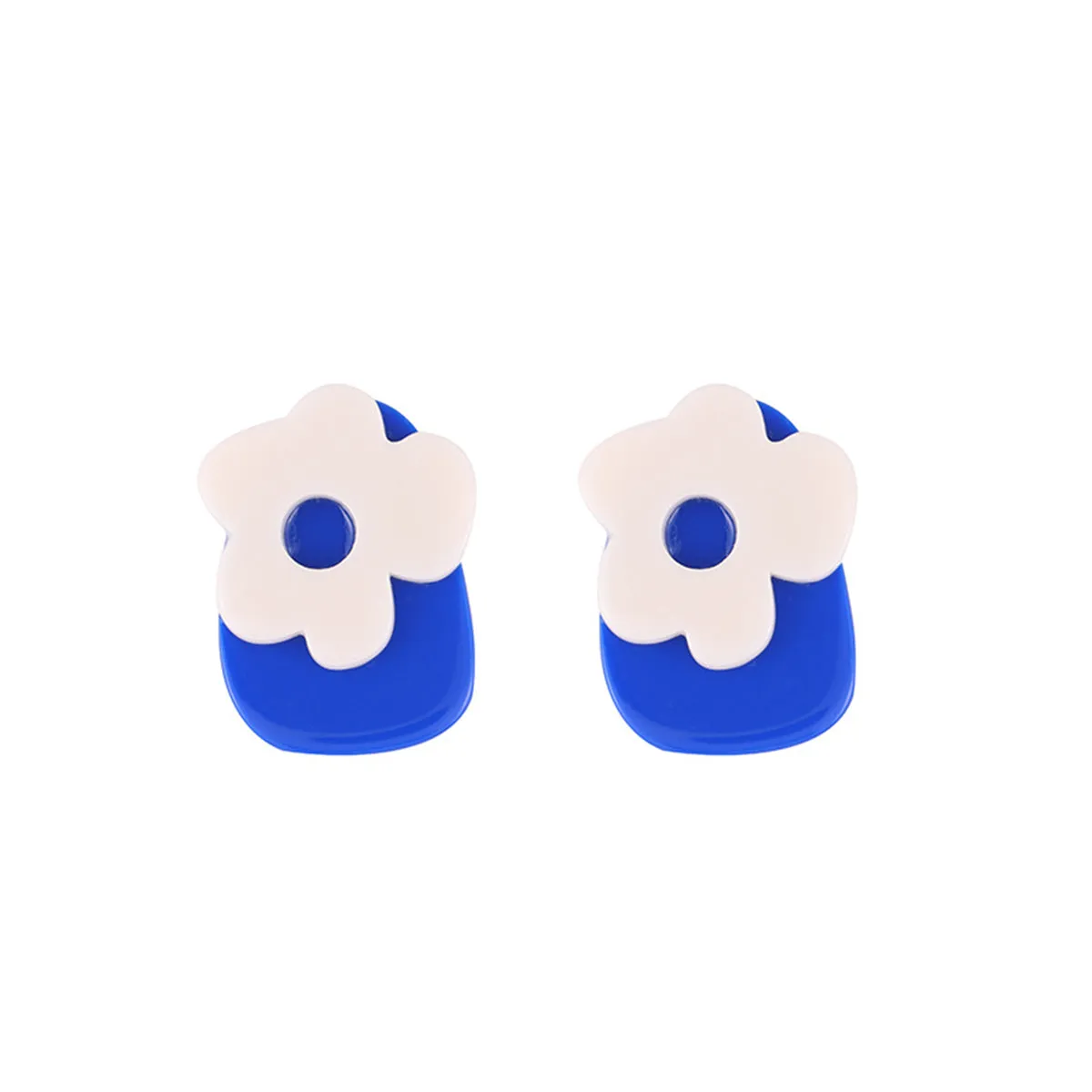 Blue & White Flower Stud Earrings