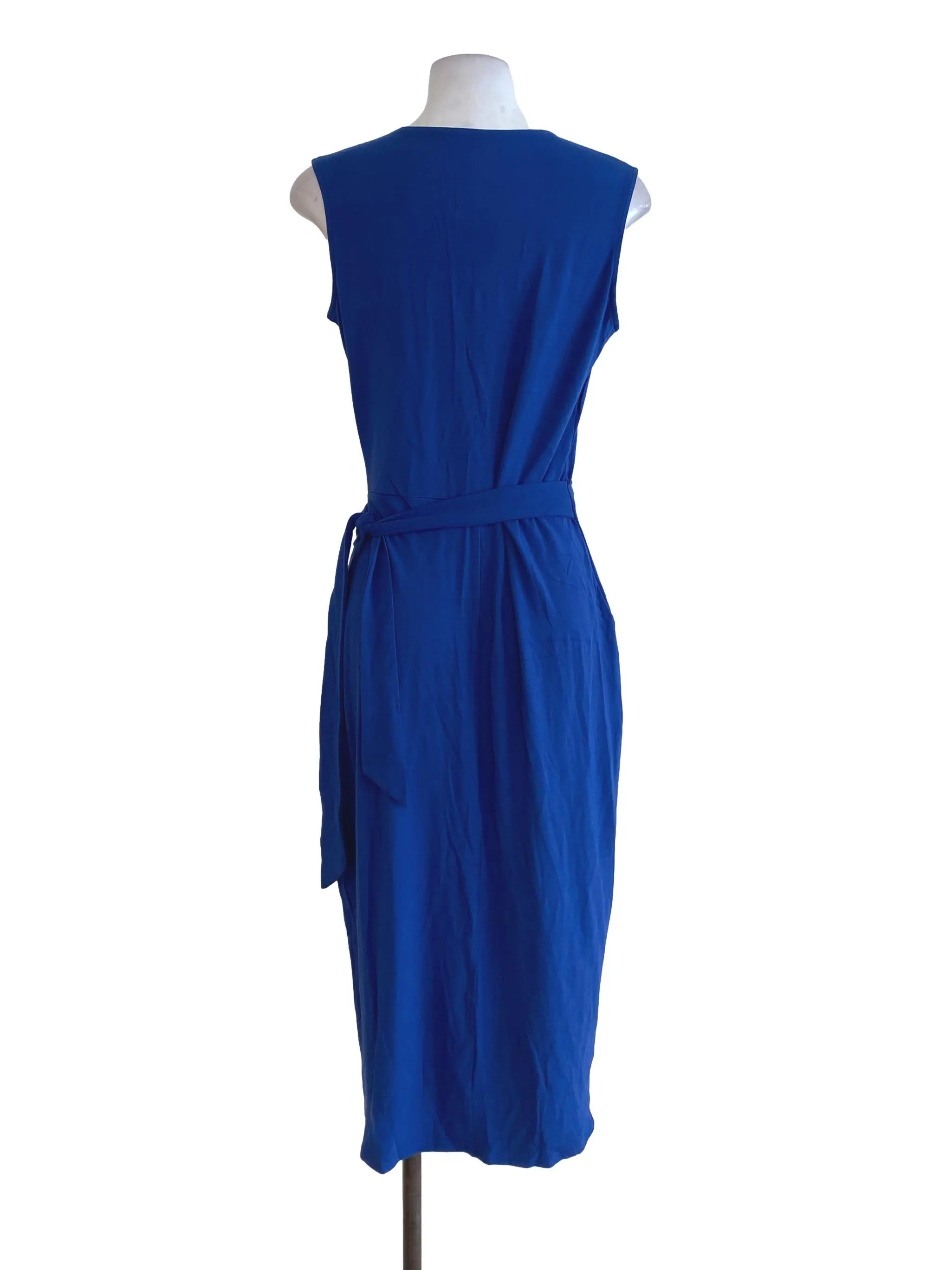 Blue V Neck Wrap Dress