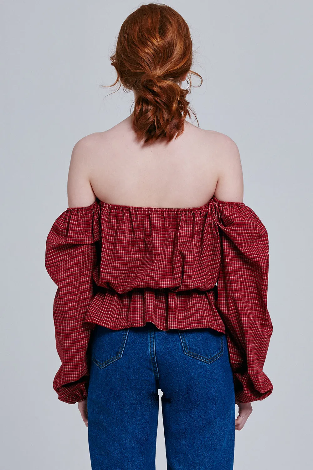 Brielle Plaid Bardot Top