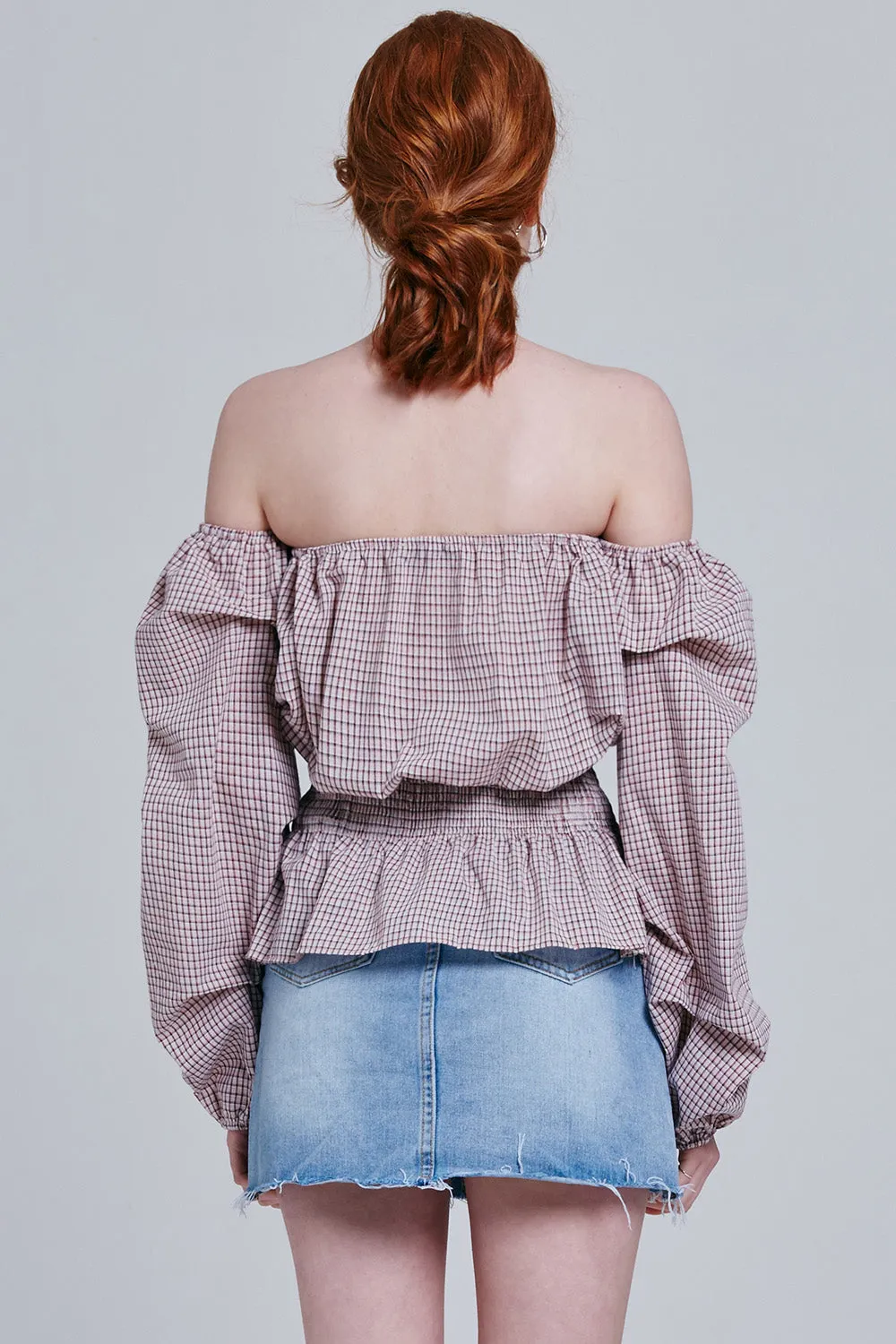 Brielle Plaid Bardot Top