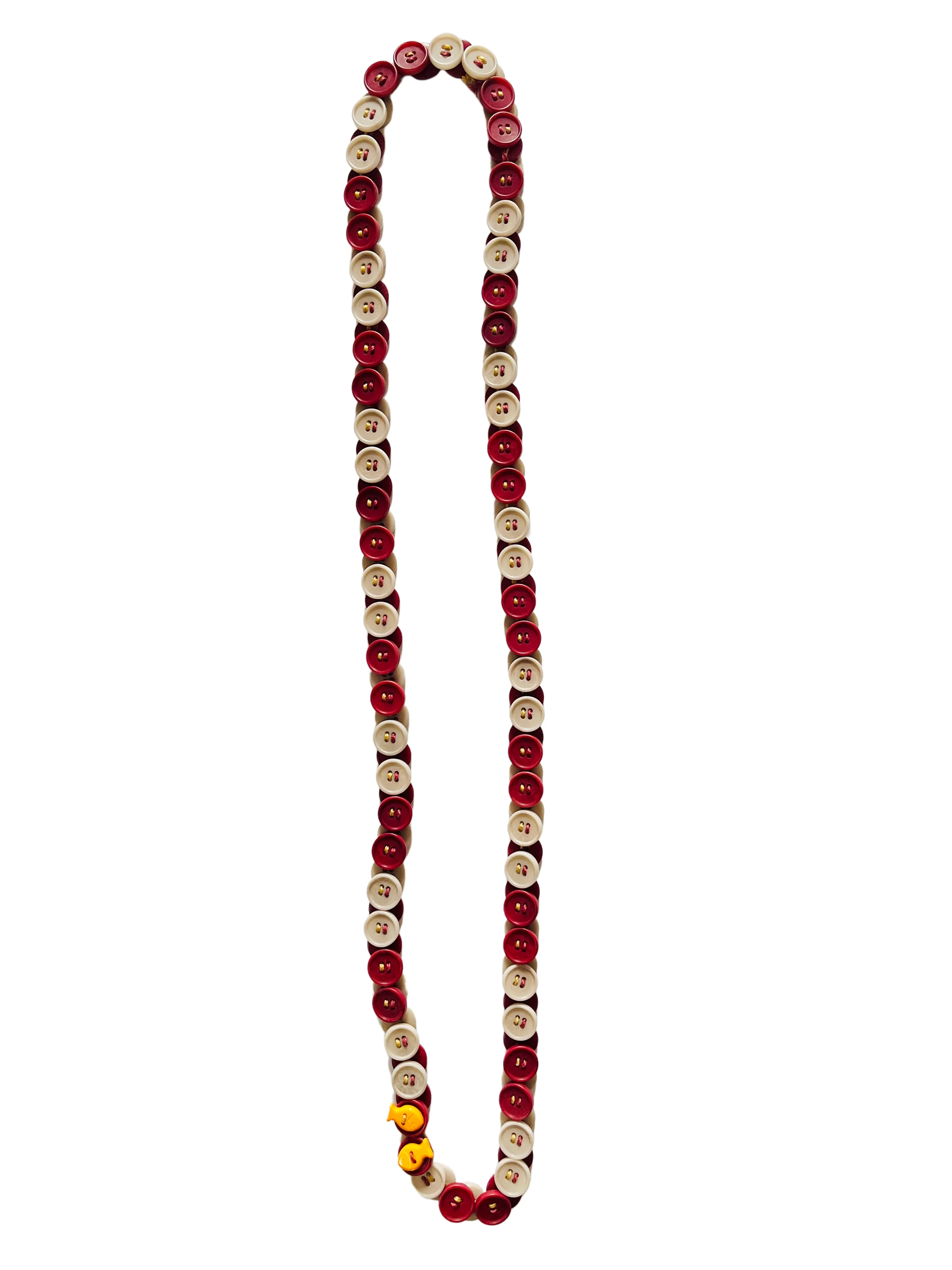 BUTTON MAROON & BEIGE NECKLACE