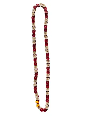 BUTTON MAROON & BEIGE NECKLACE