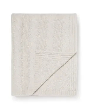 Cable Cashmere Throw Snow Grey