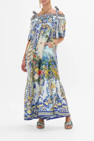 Camilla - Long Off Shoulder Frill Dress with Straps in Wall to Wall Wonders