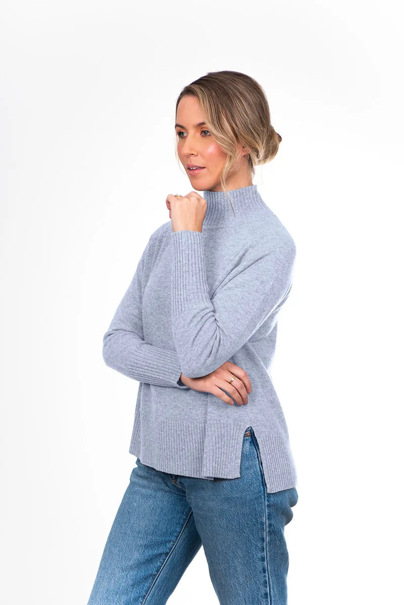 Cashmere Raglan Pullover - Denim