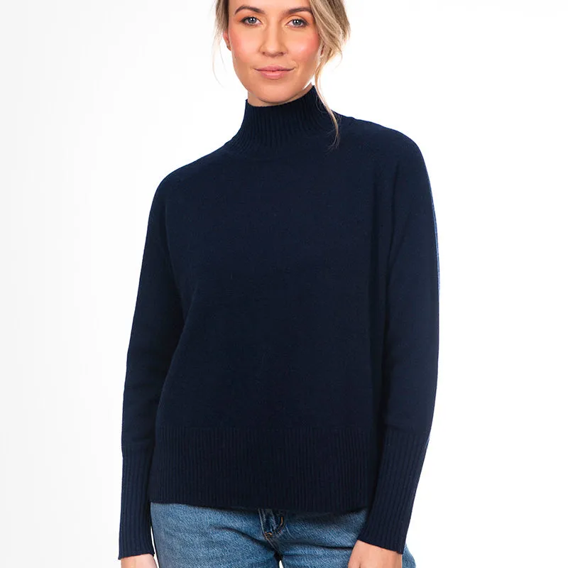 Cashmere Raglan Pullover - Navy