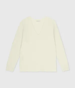Cashmere V-Neck Sweater in Snow
