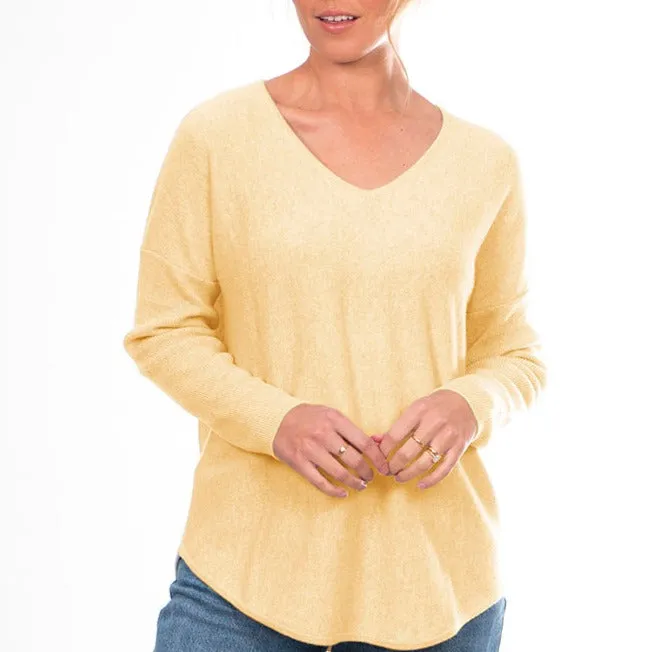 Cashmere Vee Pullover - Daffodil