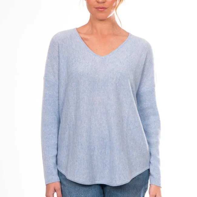 Cashmere Vee Pullover - Denim