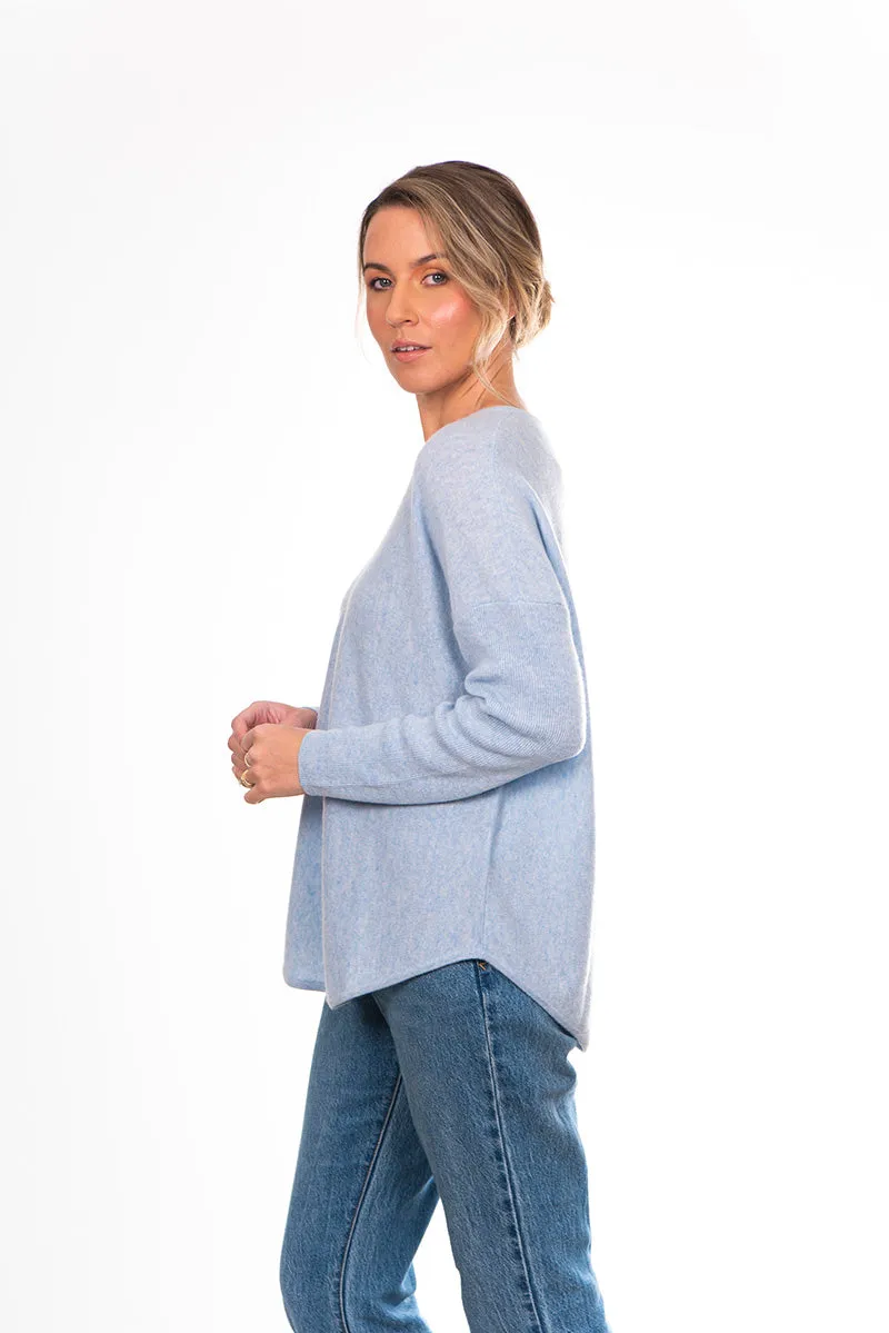 Cashmere Vee Pullover - Denim